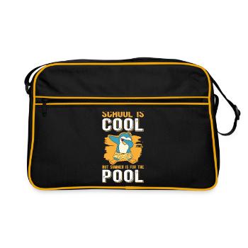 Sommerferien Ferien Schüler Schule Geschenk - Retro Tasche - Schwarz/Gold - Vorne