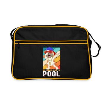 Sommerferien Schüler Ferien Schule Geschenk - Retro Tasche - Schwarz/Gold - Vorne