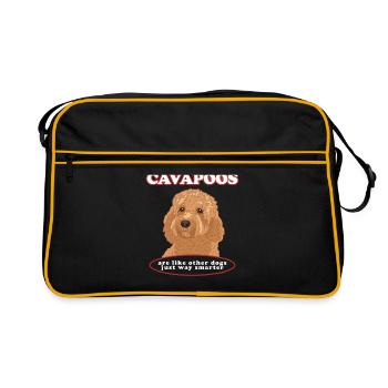 Cavapoo Hund Cavoodle Hundebesitzer Geschenk - Retro Tasche - Schwarz/Gold - Vorne