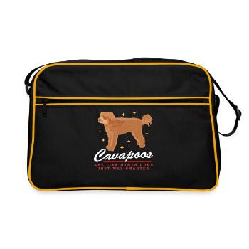 Cavapoo Hunde | Cavoodle Hundebesitzer Geschenk - Retro Tasche - Schwarz/Gold - Vorne