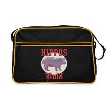 Bébé hippopotame | Hippopotames Hippos Cadeau - Sac Retro - noir/or - Devant