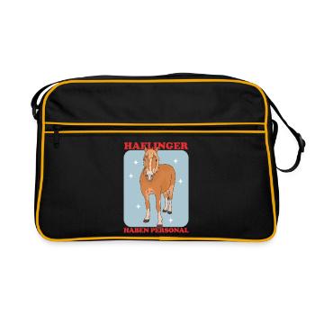 Haflinger Pferde | Haffi Pferdebesitzer Geschenk - Retro Tasche - Schwarz/Gold - Vorne
