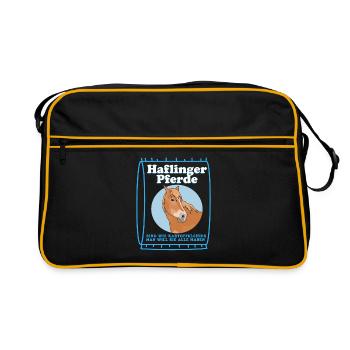 Haflinger Pferd Pferdebesitzer Haffi Geschenk - Retro Tasche - Schwarz/Gold - Vorne