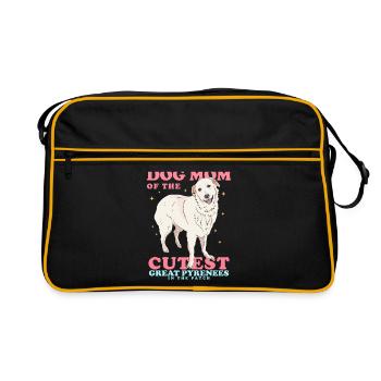 Chien de montagne des Pyrénées Maman Chien Propriétaire Cadeau - Sac Retro - noir/or - Devant