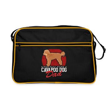 Cavapoo Dad Hunde Cavoodle Hundebesitzer Geschenk - Retro Tasche - Schwarz/Gold - Vorne