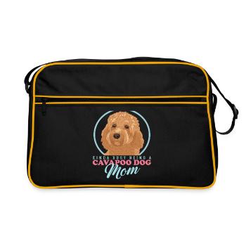 Cavapoo Mom Hund Hundebesitzer Cavoodle Geschenk - Retro Tasche - Schwarz/Gold - Vorne