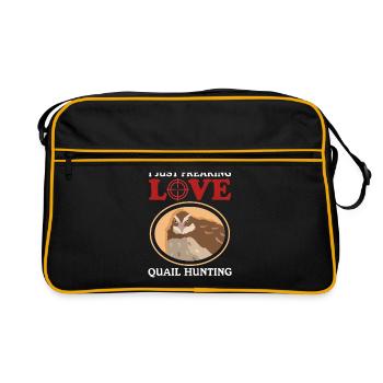Chasse à la caille | Caille Chasseur de cailles Cadeau - Sac Retro - noir/or - Devant