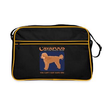 Cavapoo Hunde Cavoodle Hundebesitzer Geschenk - Retro Tasche - Schwarz/Gold - Vorne