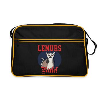 Lemur Curly Tail Lemur Ring-tailed Lemur Lemurs Gift - Retro Bag - black/gold - Front