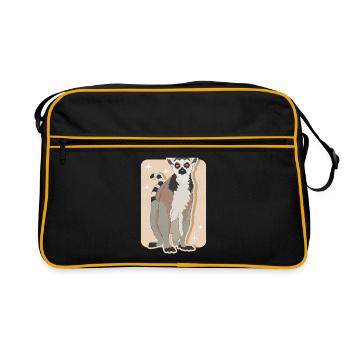 Lémuriens à queue annelée Cadeau de lémuriens à queue annelée - Sac Retro - noir/or - Devant