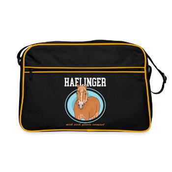 Haflinger Pferde Haffi Pferdebesitzer Geschenk - Retro Tasche - Schwarz/Gold - Vorne