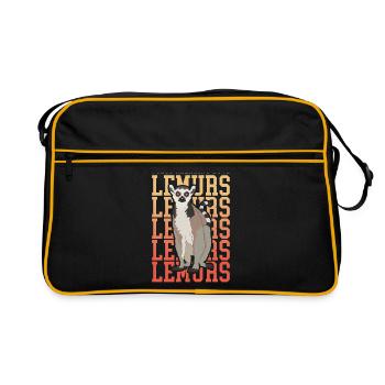 Lemur Ringed Tail Lemur Gift - Retro Bag - black/gold - Front