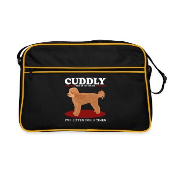 Cavapoo Hund Cavoodle Hundebesitzer Geschenk - Retro Tasche - Schwarz/Gold - Vorne