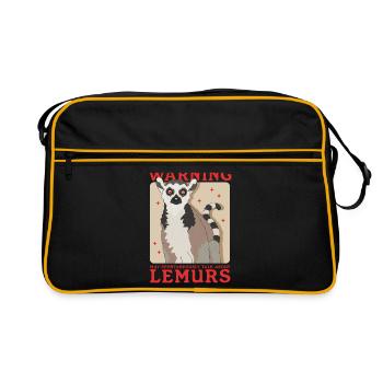 Lemur Ring-tailed lemur ringtail lemurs gift - Retro Bag - black/gold - Front