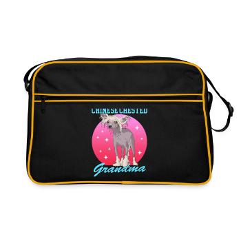 Mamie chinoise à crête | Chien à crête chinois - Sac Retro - noir/or - Devant