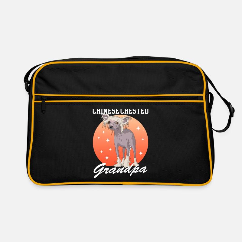 Chinese Crested Opa | Chinesischer Schopfhund Retro Tasche