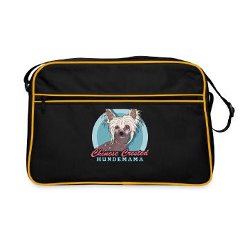 Cadeau de chien à crête chinois Maman Chien à crête - Sac Retro - noir/or - Devant