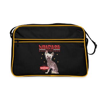 Chien à crête chinois Cadeau à crête chinoise - Sac Retro - noir/or - Devant