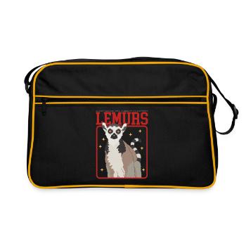 Lemur Ring-tailed lemurs Ringed Tail Lemure Gift - Retro Bag - black/gold - Front