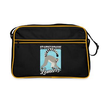 Lemur Ring-tailed lemur ringtail lemurs gift - Retro Bag - black/gold - Front