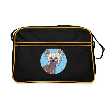 Chinese Crested Chinese Crested Gift - Retro Bag - black/gold - Front