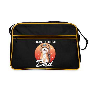 Biewer Terrier papa chien propriétaire cadeau - Sac Retro - noir/or - Devant