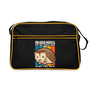 Hérisson Amant de hérisson | cadeau drôle de hérisson - Sac Retro - noir/or - Devant