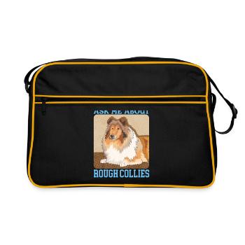 Collie Longhair Collie Dog Rough Collies Gift - Retro Bag - black/gold - Front