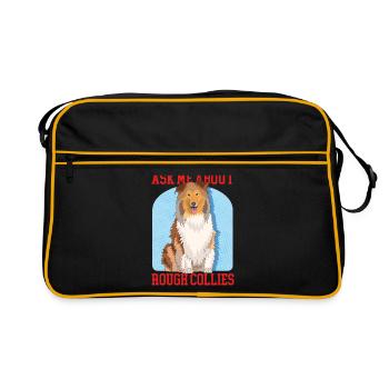 Collie Longhair Collie Rough Collies Dog Gift - Retro Bag - black/gold - Front