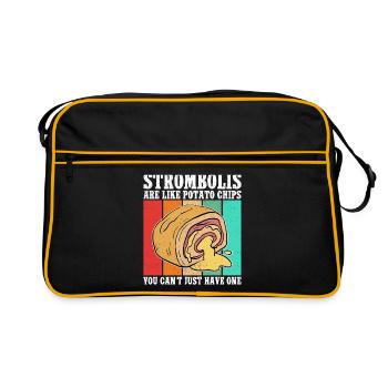 Stromboli Pizza | Calzone Strombolis Geschenk - Retro Tasche - Schwarz/Gold - Vorne