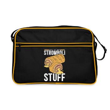 Stromboli Pizza Calzone Strombolis Geschenk - Retro Tasche - Schwarz/Gold - Vorne