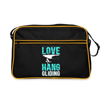 Hang Gliding Hanggliding Hängegleiter Geschenk - Retro Tasche - Schwarz/Gold - Vorne
