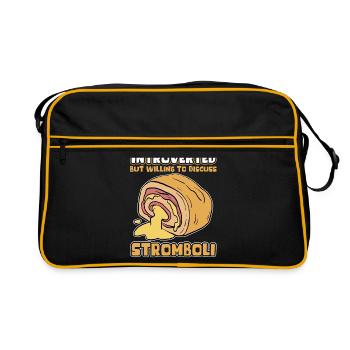 Stromboli Calzone Pizza Strombolis Geschenk - Retro Tasche - Schwarz/Gold - Vorne
