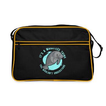 Manatee Manatee Manatee Manatee Manatee Gift - Retro Bag - black/gold - Front