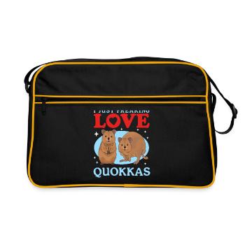 Quokkas Kurzschwanzkänguru Quokka Geschenk - Retro Tasche - Schwarz/Gold - Vorne