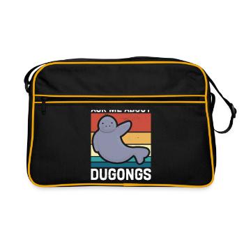 Dugong Forktail Manatee Pig Gift - Retro Bag - black/gold - Front
