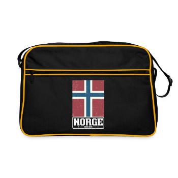 Norwegen Norge Norwegische Flagge Geschenk - Retro Tasche - Schwarz/Gold - Vorne