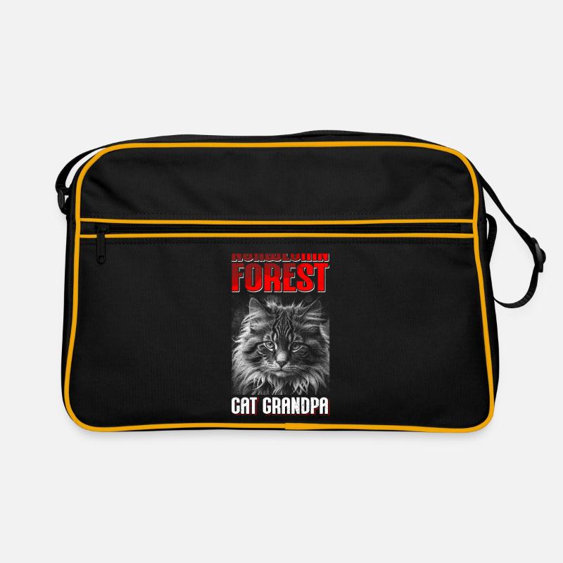 Norwegische Waldkatze Opa Norweger Katze Geschenk - Retro Tasche - Schwarz/Gold