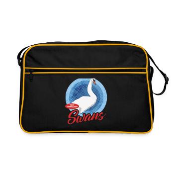 Schwan Schwanenliebhaber Schwäne Geschenk - Retro Tasche - Schwarz/Gold - Vorne
