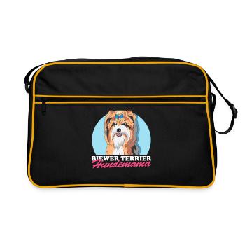 Biewer Terrier chien maman chien propriétaire cadeau - Sac Retro - noir/or - Devant