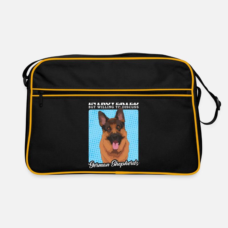 Deutscher Schäferhund Schäferhunde Geschenk - Retro Tasche - Schwarz/Gold