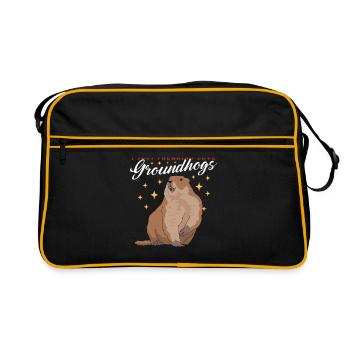 Murmeltiere Munggen Mankai Groundhog Geschenk - Retro Tasche - Schwarz/Gold - Vorne