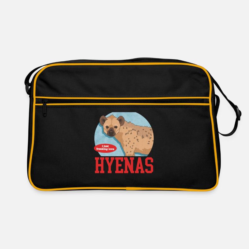 Hyäne Tüpfelhyäne Hyänen Geschenk - Retro Tasche - Schwarz/Gold