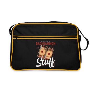 Jeu de société de backgammon | Cadeau de jeu de backgammon - Sac Retro - noir/or - Devant