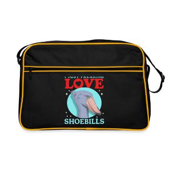 Schuhschnabel Vögel Shoebill Vogel Geschenk - Retro Tasche - Schwarz/Gold - Vorne