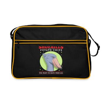 Schuhschnabel Abu Markub Shoebill Geschenk - Retro Tasche - Schwarz/Gold - Vorne