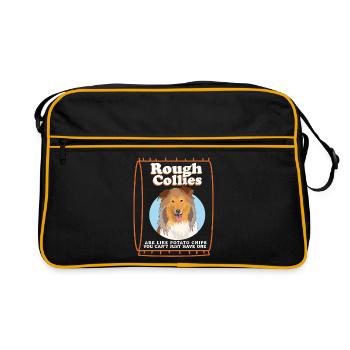 Collie Dog Longhair Collie Collies Gift - Retro Bag - black/gold - Front