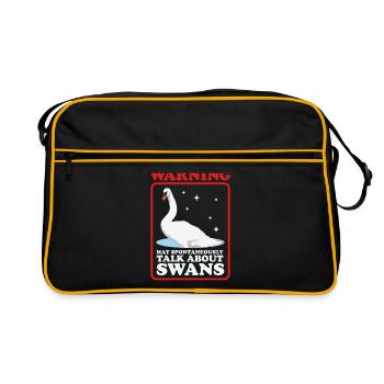 Schwan Schwanenliebhaber Schwäne Geschenk - Retro Tasche - Schwarz/Gold - Vorne
