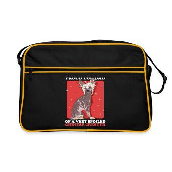 Chinois à crête papa à crête crête chien cadeau - Sac Retro - noir/or - Devant