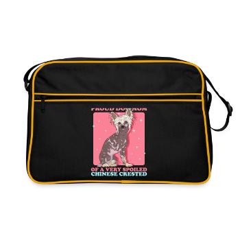 Chinese Crested Mom Crested Dog Gift - Retro Bag - black/gold - Front